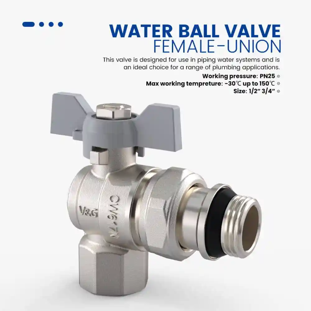 Angle Butterfly Valve with Union Female/Female thread.