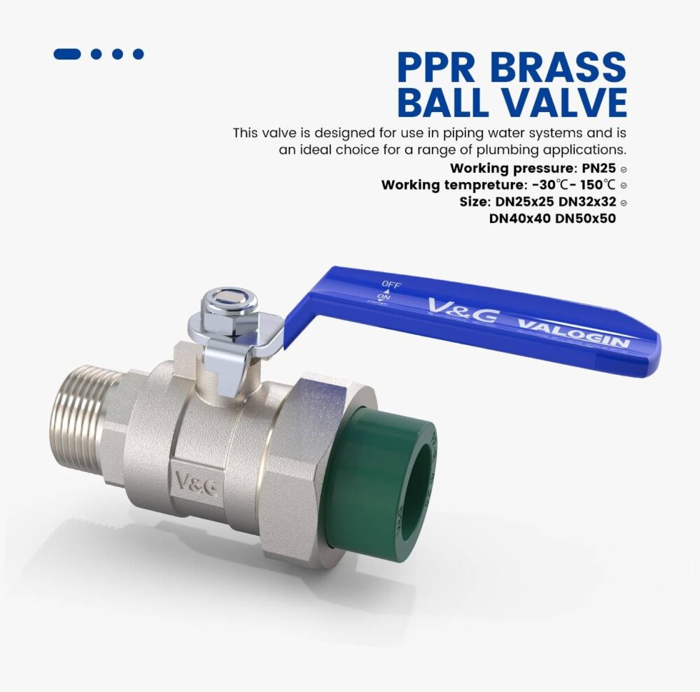 Global Water GZ 1" x PP 1" Ball Valve (PPR Brass Ball Valve)