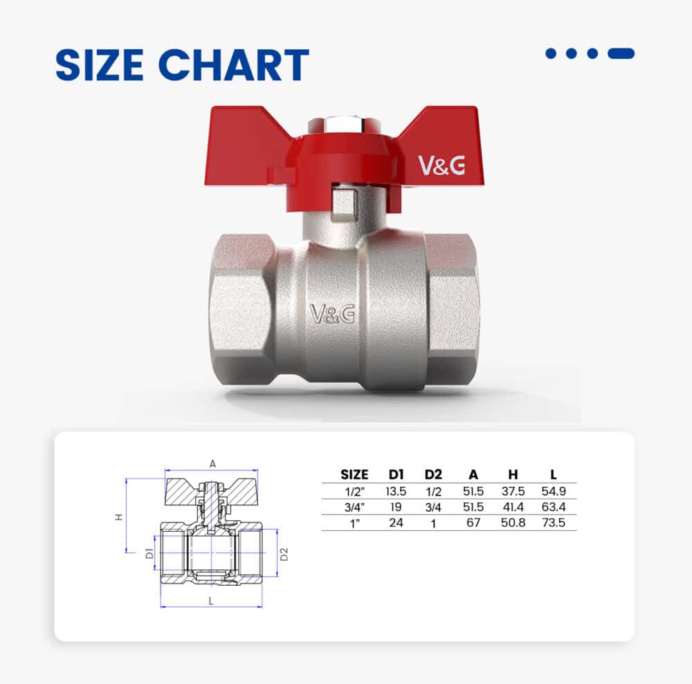 Water Ball Valve FxF Butterfly Handle