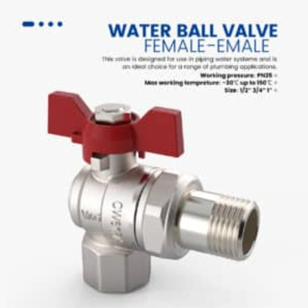 Angle Butterfly Water Ball Valve Female-Male.