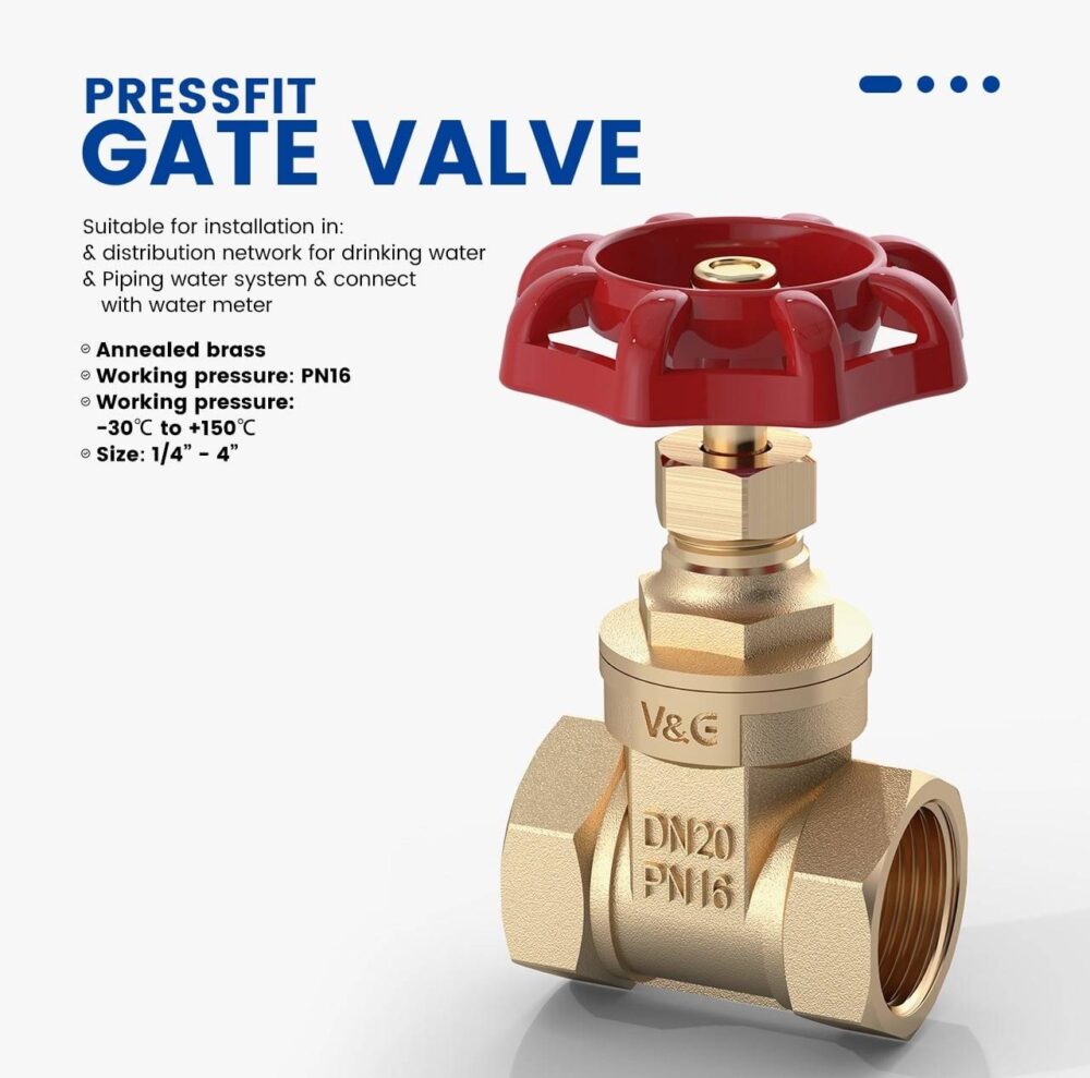 Pressfit Gate Valve with Red Handle