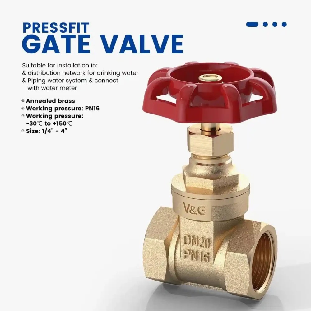 Pressfit Gate Valve with Red Handle