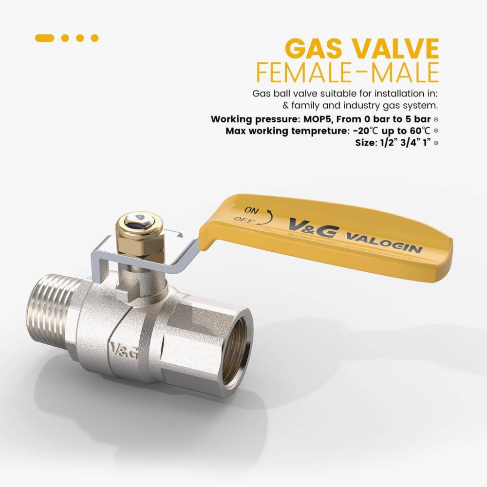Gas Valve Male-Female Threads
