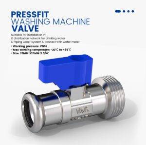 Pressfit Washing Machine Valve with Blue Handle