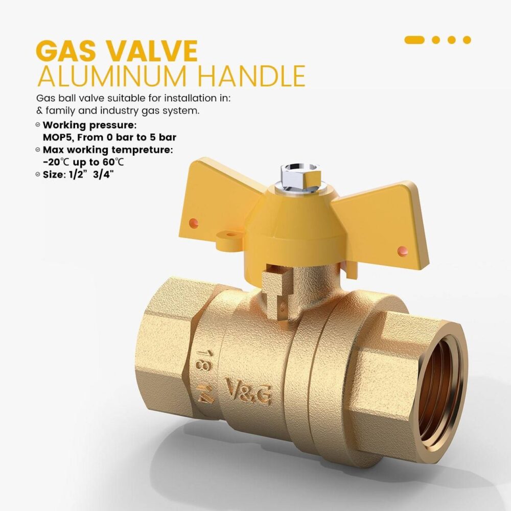 Gas valve with aluminium-handle
