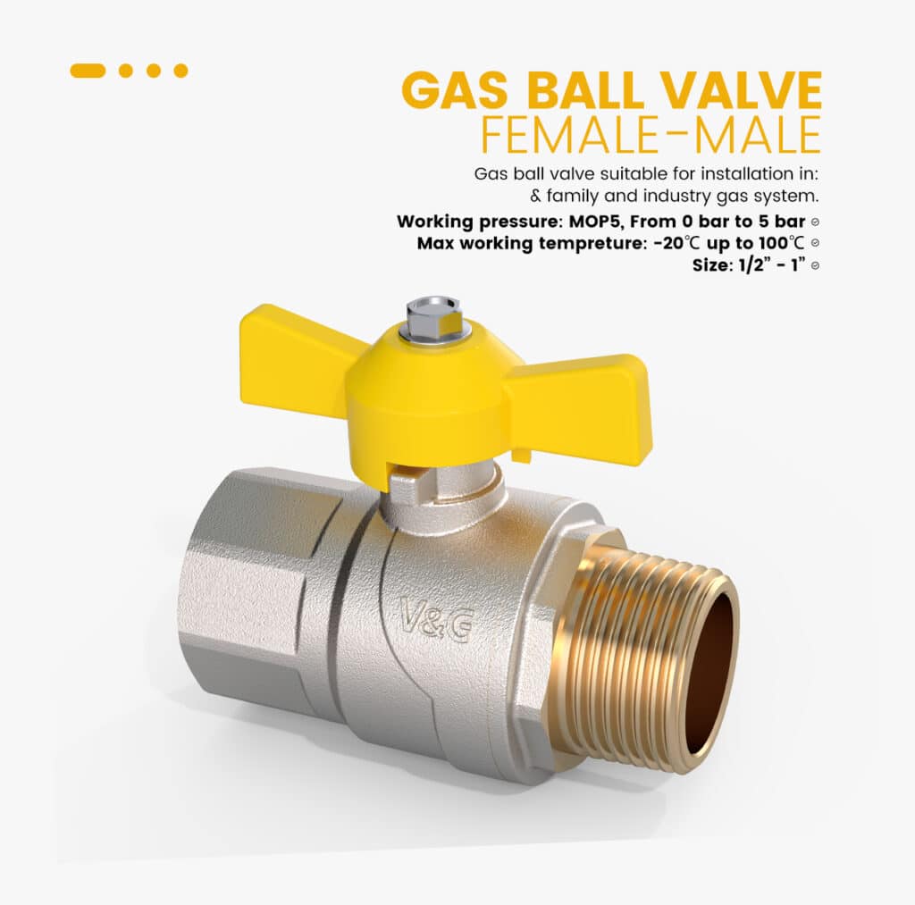 DVGW GAS BALL VALVE, FULL FLOW, FEMALE-MALE