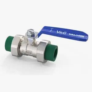 PPR Brass Ball Valve with blue handle.