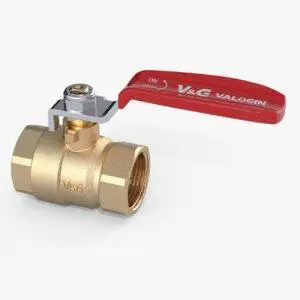 Lever Ball Valve FXF female Threads with red handle.